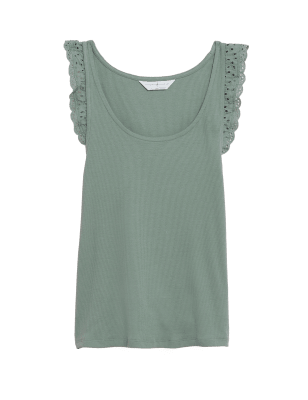 

Womens M&S Collection Cotton Rich Rib Pyjama Top - Dusty Green, Dusty Green