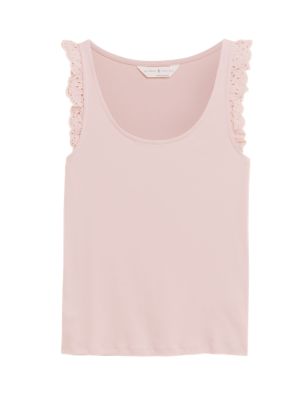 Womens M&S Collection Cotton Rich Rib Pyjama Top - Blush Pink