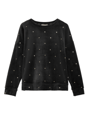 

Womens BODY Flexifit™ Velour Foil Spot Lounge Top - Black, Black