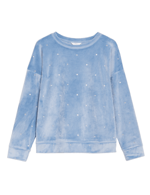 Body Womens Flexifit™ Velour Spot Lounge Top - Grey Blue, Grey Blue