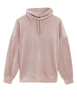 

Womens M&S Collection Lounge-Oberteil aus Velours mit Rippenmuster und Flexifit™ - Brown Haze, Brown Haze