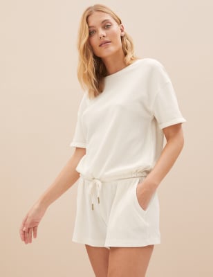 Cotton Blend Waffle Pyjama Top