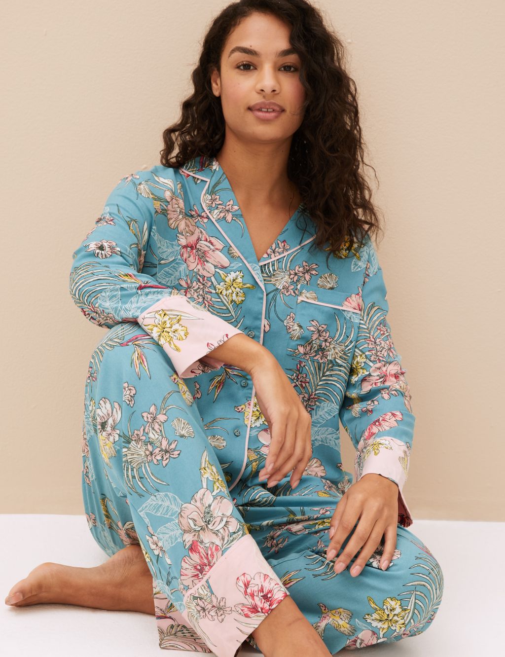 Floral Print Revere Collar Pyjama Top image 2