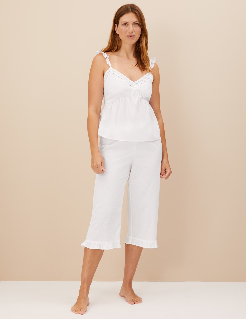 Pure Cotton Dobby Lace Trim Cami Top image 4