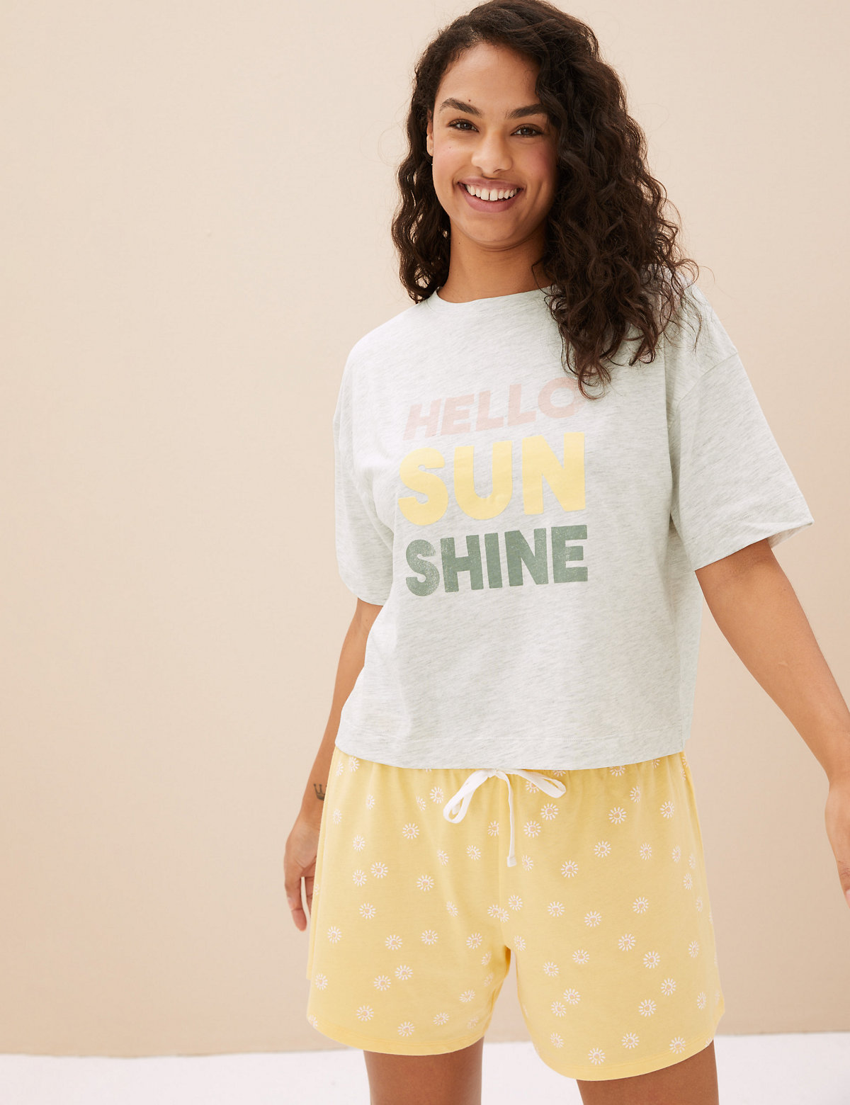 Cotton Rich Sunshine Slogan Pyjama Top