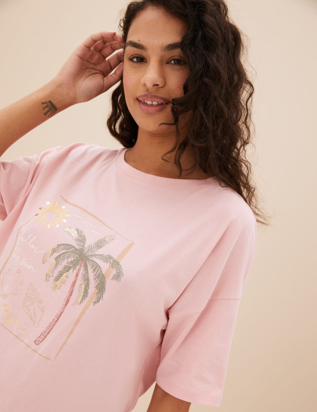 Pure Cotton Palm Tree Pyjama Top image 2