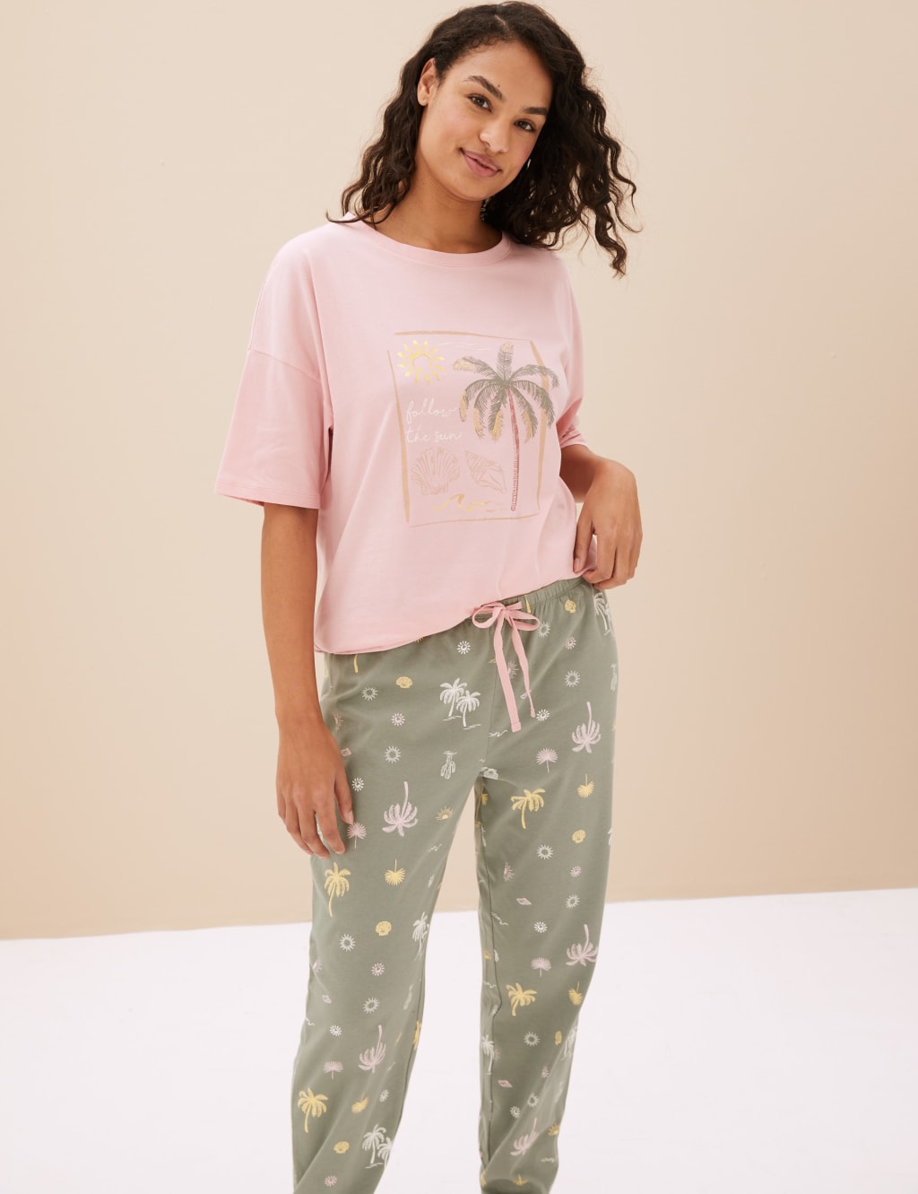 Pure Cotton Palm Tree Pyjama Top image 3