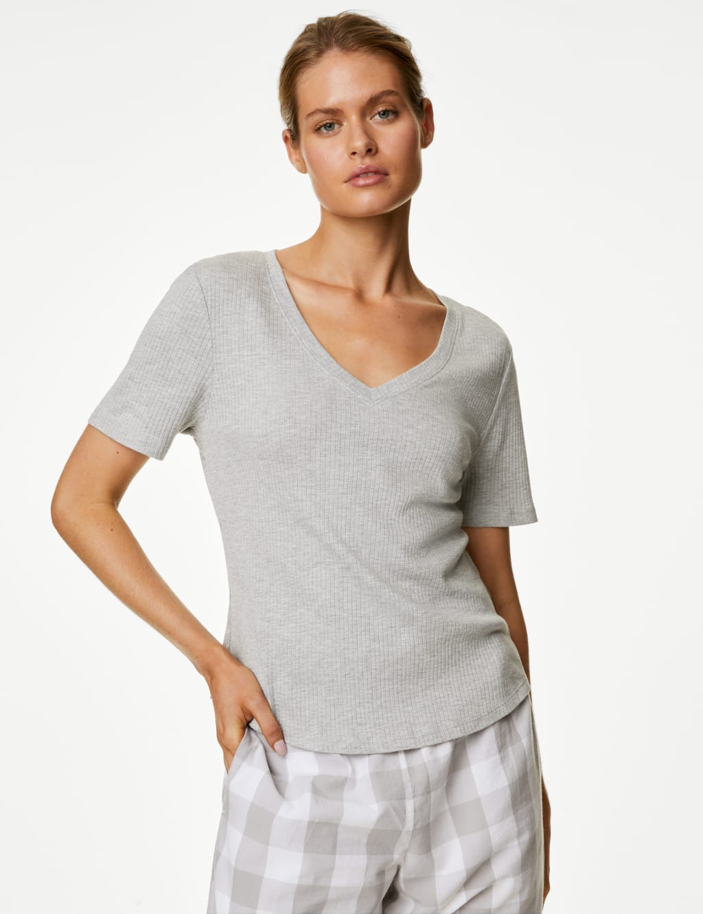 Ribbed Cotton Modal Pyjama Top image 3