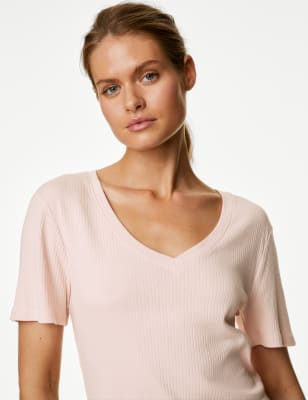 Ribbed Cotton Modal Pyjama Top