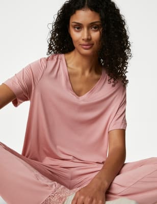 

Womens Body by M&S Body Soft™ Lace Detail Pyjama Top - Antique Rose, Antique Rose