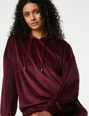 

Womens Body by M&S Flexifit™ Velour Ribbed Lounge Hoodie - Dark Raspberry, Dark Raspberry