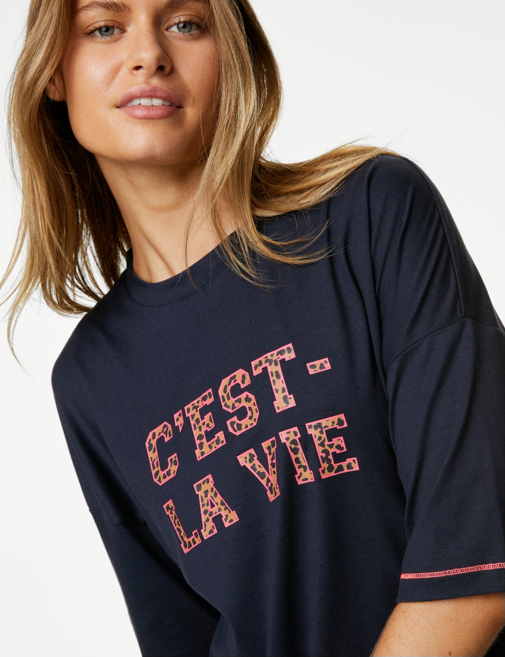 Cotton Modal Slogan Pyjama Top image 4