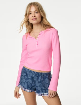

B by Boutique Parte de arriba de pijama de algodón gofradaWomens - Pink Sorbet, Pink Sorbet