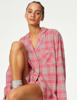 Cotton Blend Checked Pyjama Top - AU