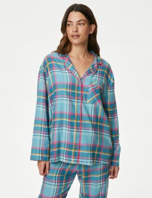 Cotton Blend Checked Pyjama Top