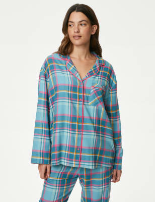 Cotton Blend Checked Pyjama Top - AU