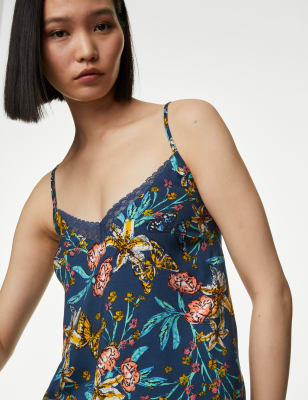 M&S Women's Floral Cami Top - 18 - Dark Blue, Dark Blue