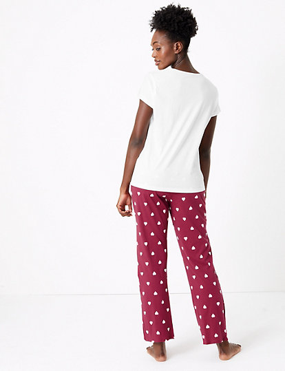 Pure Cotton Heart Print Pyjama Set