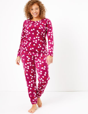 Fleece Heart Print Pyjama Set