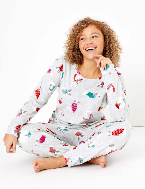 Fleece Dog Print Pyjama Set