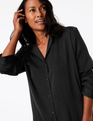 M&s black satin discount pyjamas