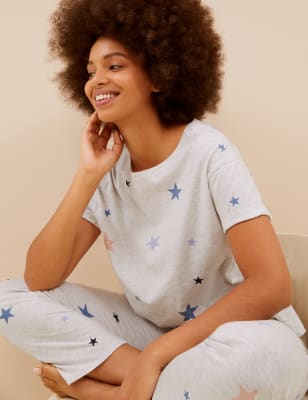 

Womens M&S Collection Cotton Rich Star Print Pyjama Set - Oatmeal Mix, Oatmeal Mix