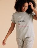 Cotton Life Is Better Slogan Pyjama Set