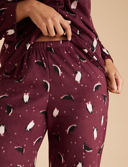 Fleece Penguin Print Pyjama Set