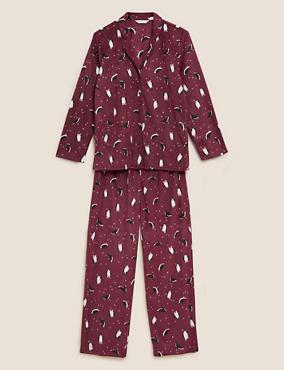 Fleece Penguin Print Pyjama Set