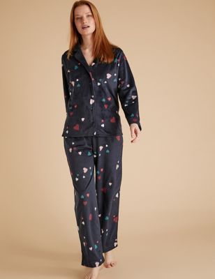 Fleece Heart Print Pyjama Set