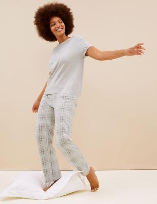  Ensemble pyjama 100 % coton peigné à carreaux - Grey Mix