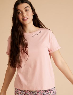  Pyjama 100 % coton avec texte « Loves Me » - Pink Mix