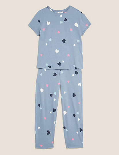 Cotton Rich Heart Print Pyjama Set