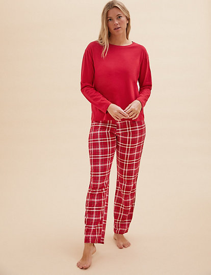 Pure Cotton Checked Print Pyjama Set