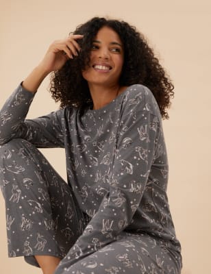 

Womens M&S Collection Cotton Rich Woodland Animals Pyjama Set - Charcoal Mix, Charcoal Mix