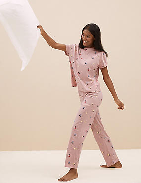 Pijama de algodón con estampado floral