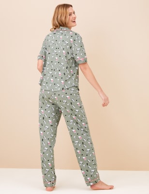 

M&S Collection Pijama con solapa de algodón con Snoopy™Womens - Dusty Green, Dusty Green