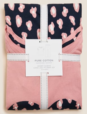 

Womens M&S Collection Pure Cotton Heart Print Pyjama Set - Pink Mix, Pink Mix