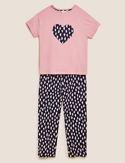Pure Cotton Heart Print Pyjama Set