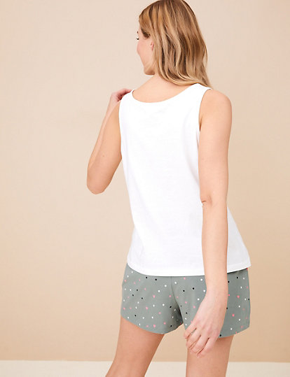 Pure Cotton Spot Shortie Pyjama Set