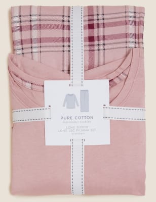 

Womens M&S Collection Pure Cotton Check Pyjama Set - Pink Mix, Pink Mix