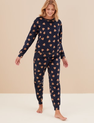 Fleece Heart Print Pyjama Set