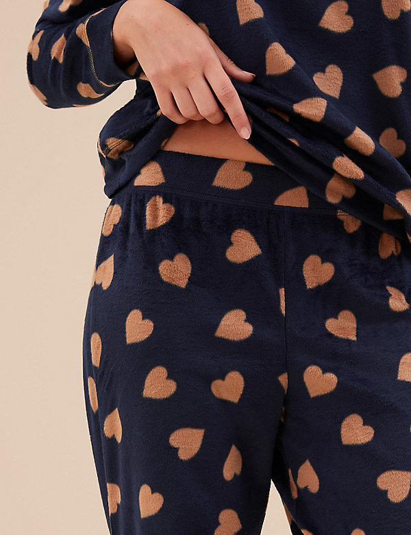 Fleece Heart Print Pyjama Set - QA