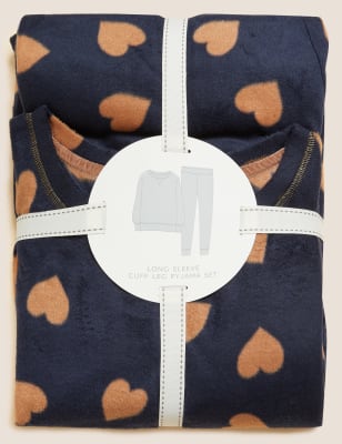 

Womens M&S Collection Fleece Heart Print Pyjama Set - Navy Mix, Navy Mix
