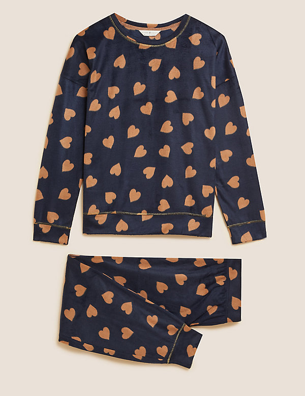 Fleece Heart Print Pyjama Set - QA