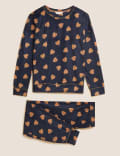 Fleece Heart Print Pyjama Set