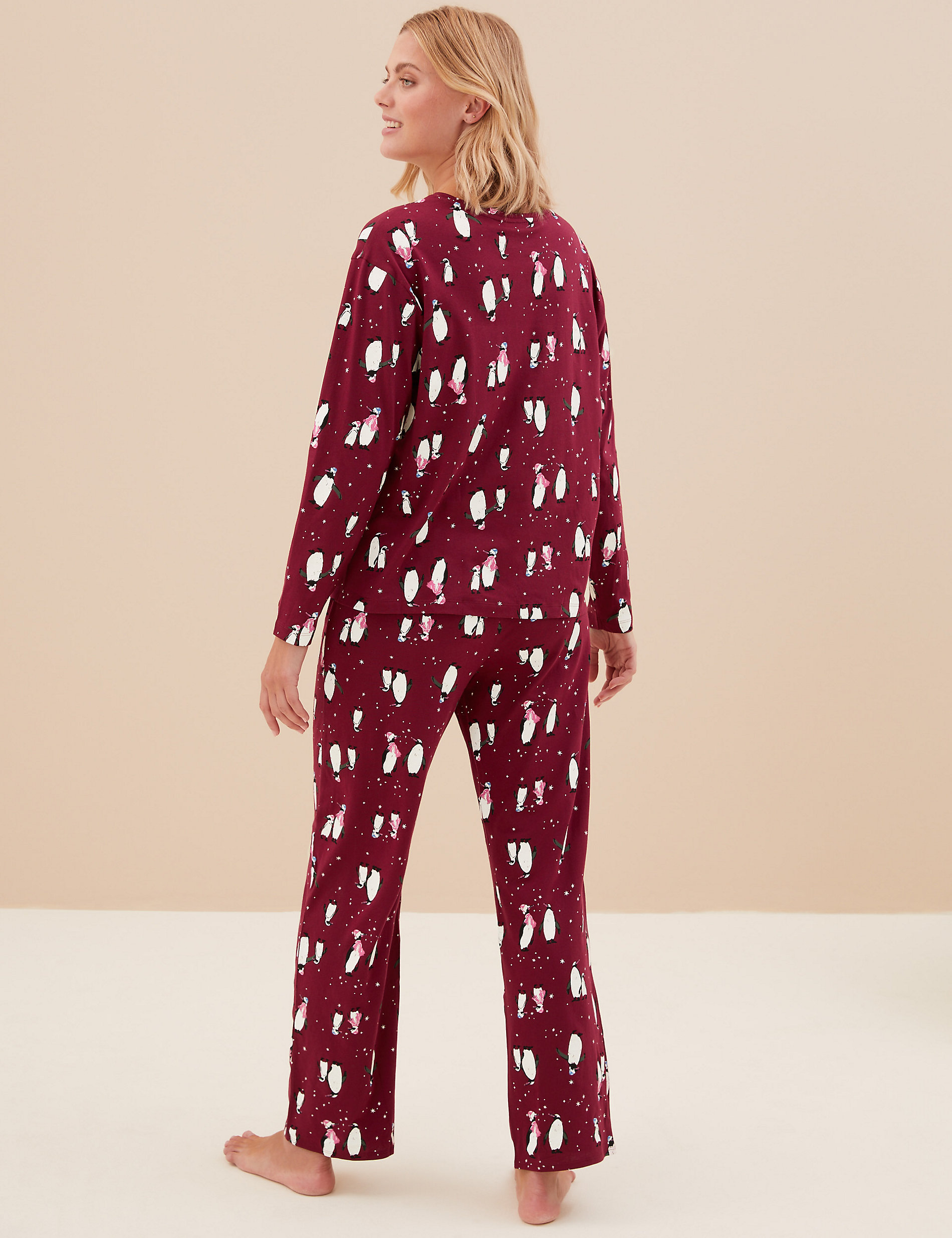 Pijama 100% algodón con diseño de pingüinos