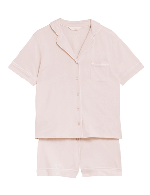 M&S Womens Cotton Modal Cool Comfort™ Rever Shortie Set - XS - Soft Pink, Soft Pink