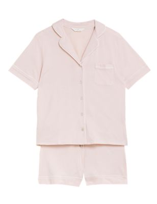 M&S Womens Cotton Modal Cool Comfort™ Rever Shortie Set - XS - Soft Pink, Soft Pink