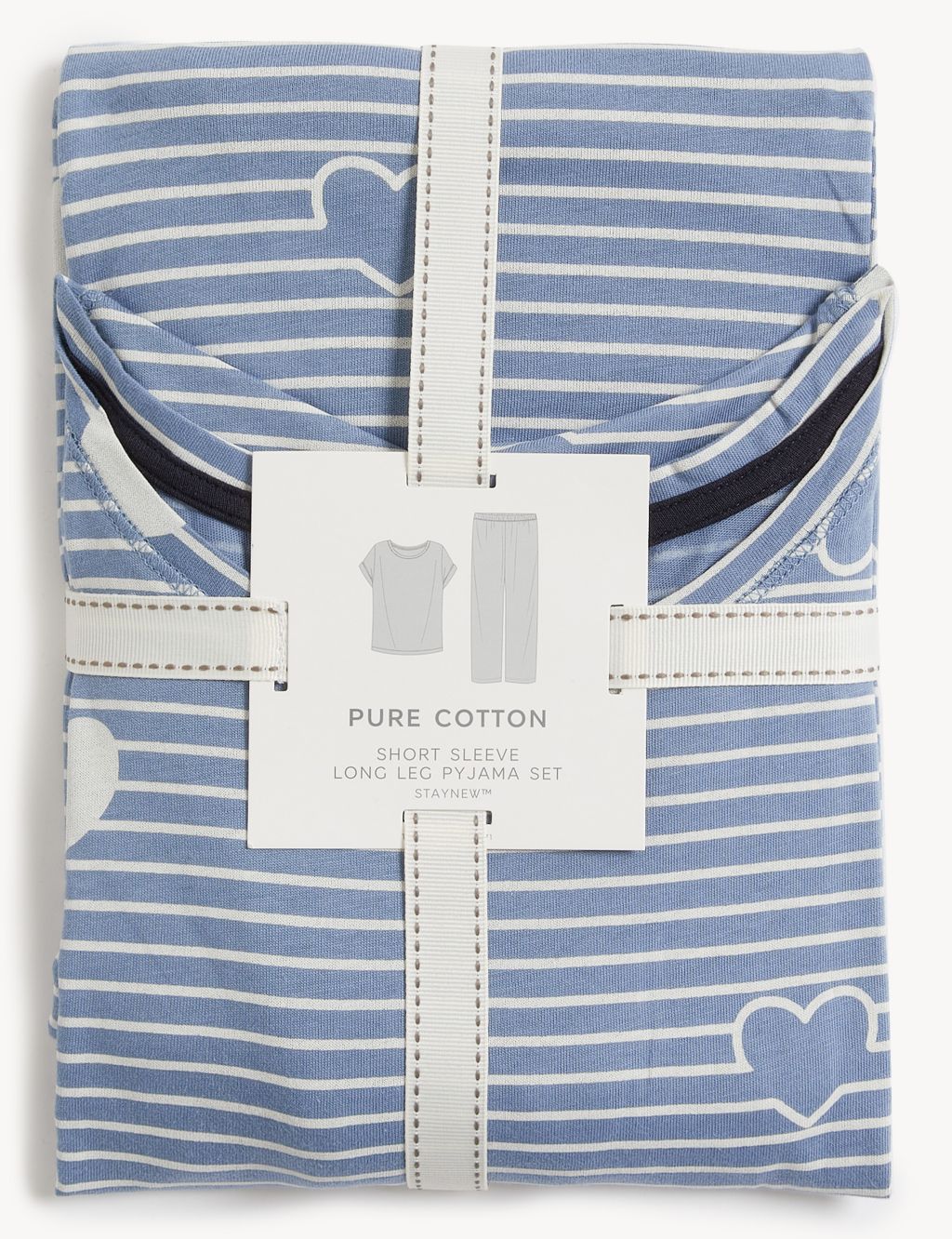 Pure Cotton Striped Heart Print Pyjama Set image 5